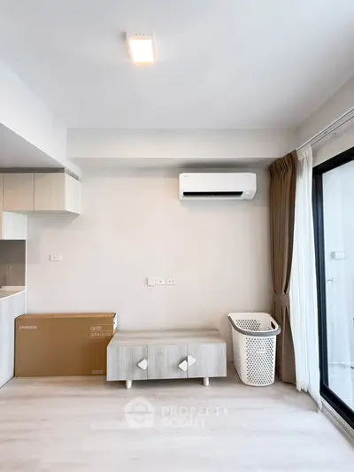 Modern apartment interior with air conditioning and natural light