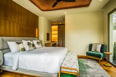Luxurious bedroom with modern design and cozy ambiance