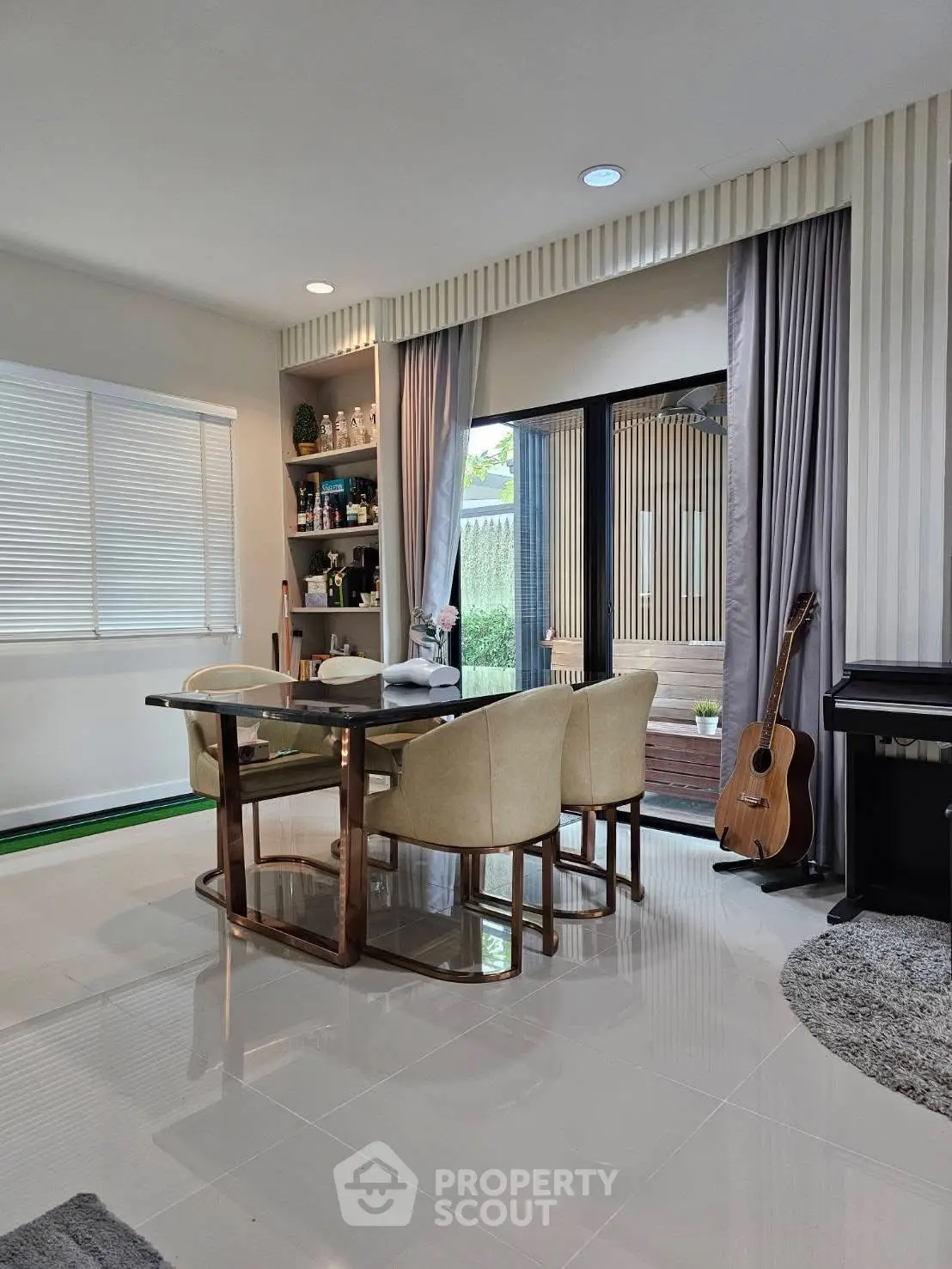 Modern dining area with elegant decor and natural light