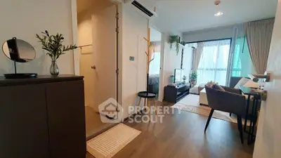 Modern apartment interior with cozy living room and stylish decor