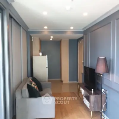 Modern living room with sleek design and stylish furniture