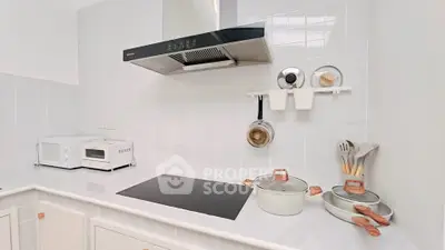 Modern kitchen with sleek induction cooktop and stylish utensils