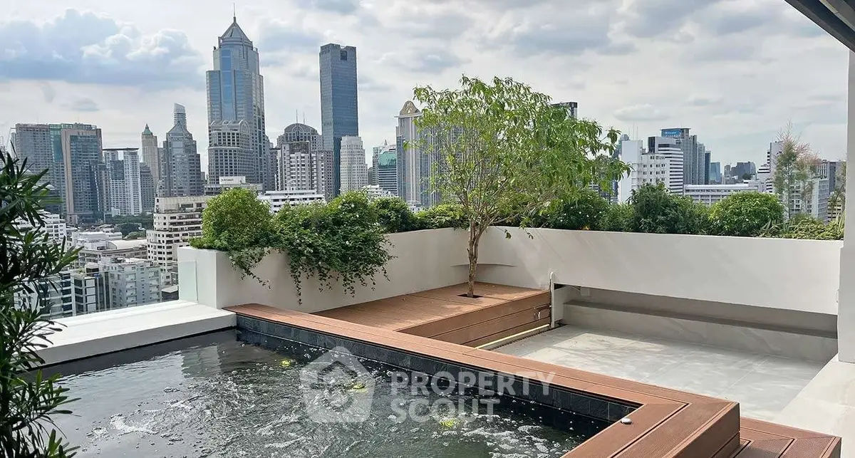 Stunning rooftop with pool and city skyline view, perfect for luxury urban living.