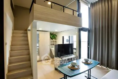 Modern loft apartment with stylish interior and natural light