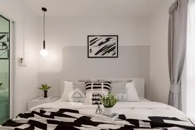 Modern bedroom with stylish decor and cozy ambiance