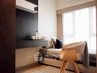 Cozy modern bedroom with stylish furniture and natural light