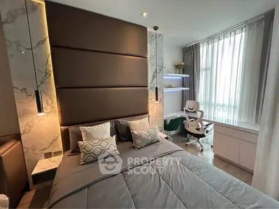 Luxurious modern bedroom with elegant decor and natural light