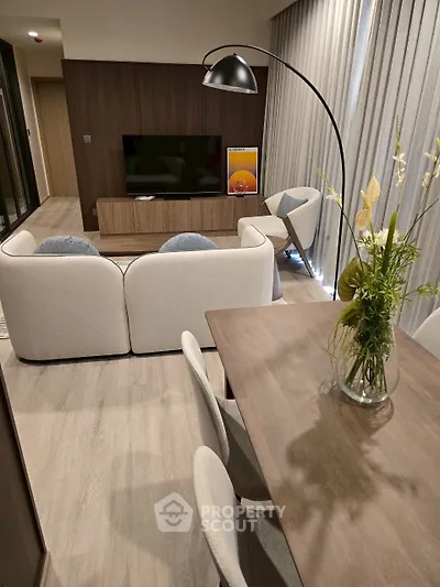 Modern living room with stylish furniture and elegant decor