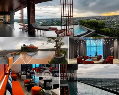 Luxurious rooftop with stunning city views, infinity pool, and modern lounge area.