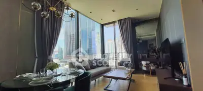 Luxurious high-rise living room with stunning city view and modern decor