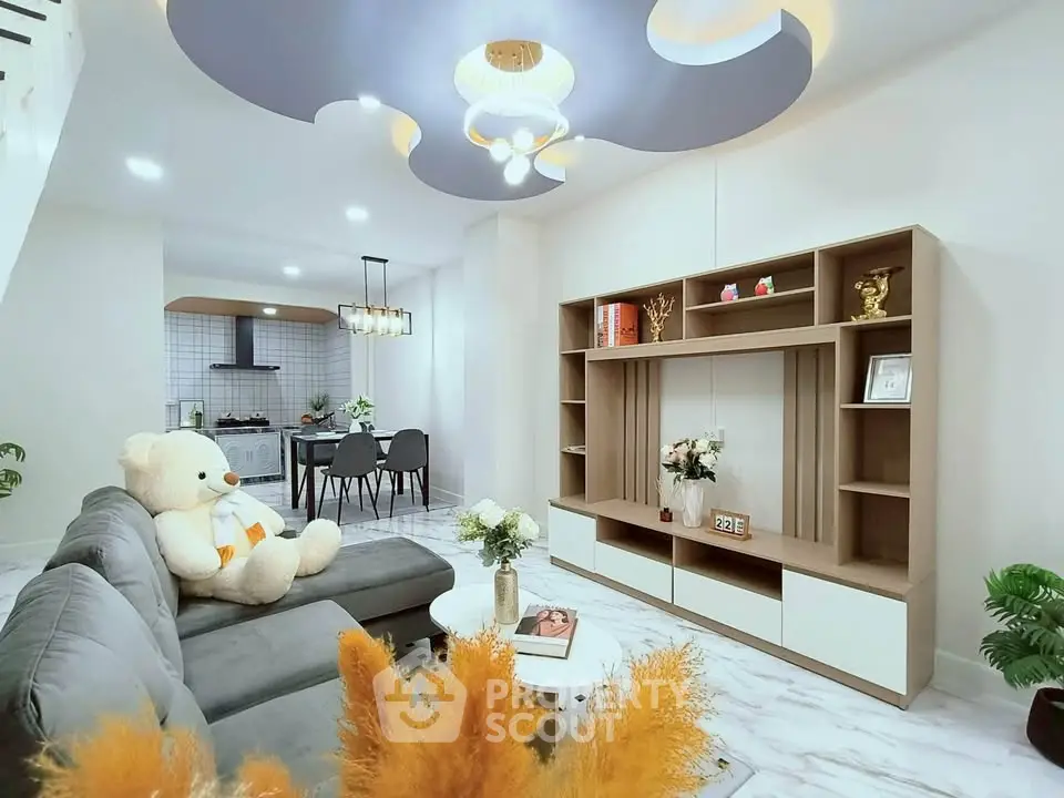 Stylish modern living room with open layout and elegant decor