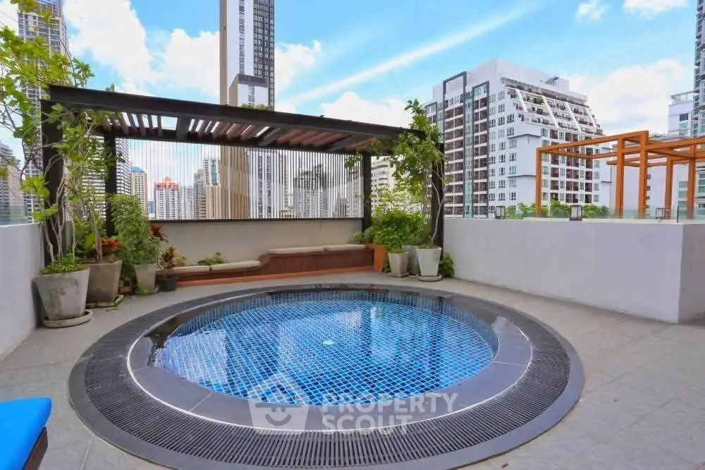 Luxurious rooftop pool with stunning city views and modern design.