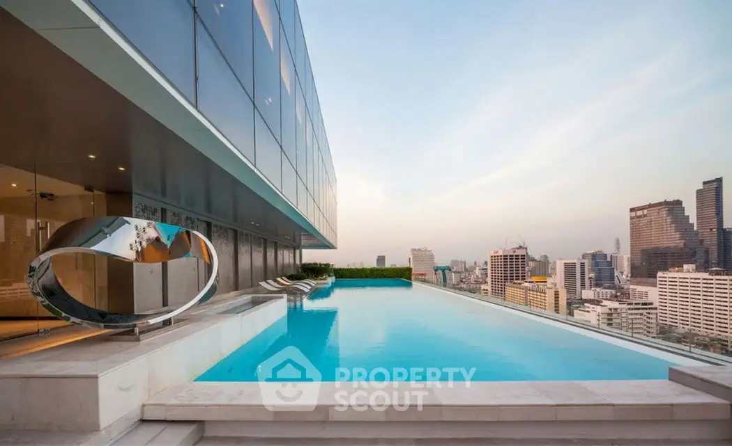 Luxurious rooftop infinity pool with stunning city skyline views