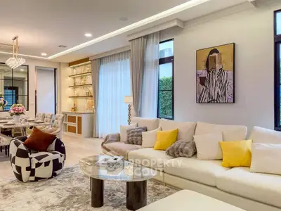 Luxurious modern living room with elegant decor and plush seating