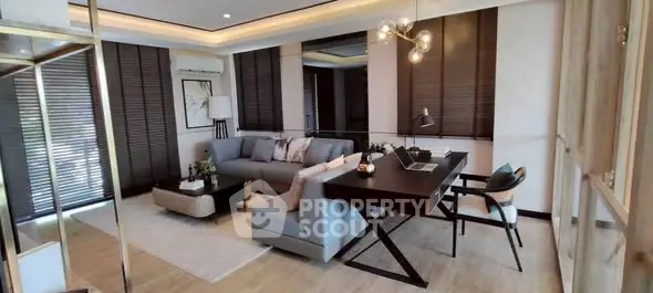 Modern living room with stylish decor and natural light