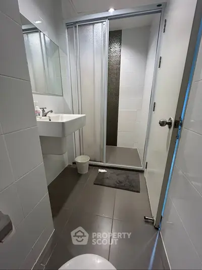 Modern bathroom with sleek shower and minimalist design