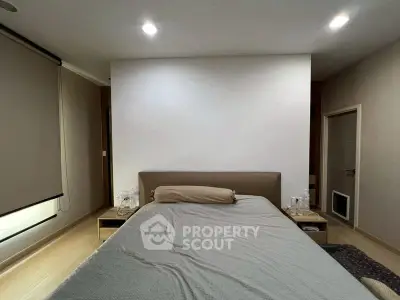 Modern bedroom with minimalist design and neutral tones