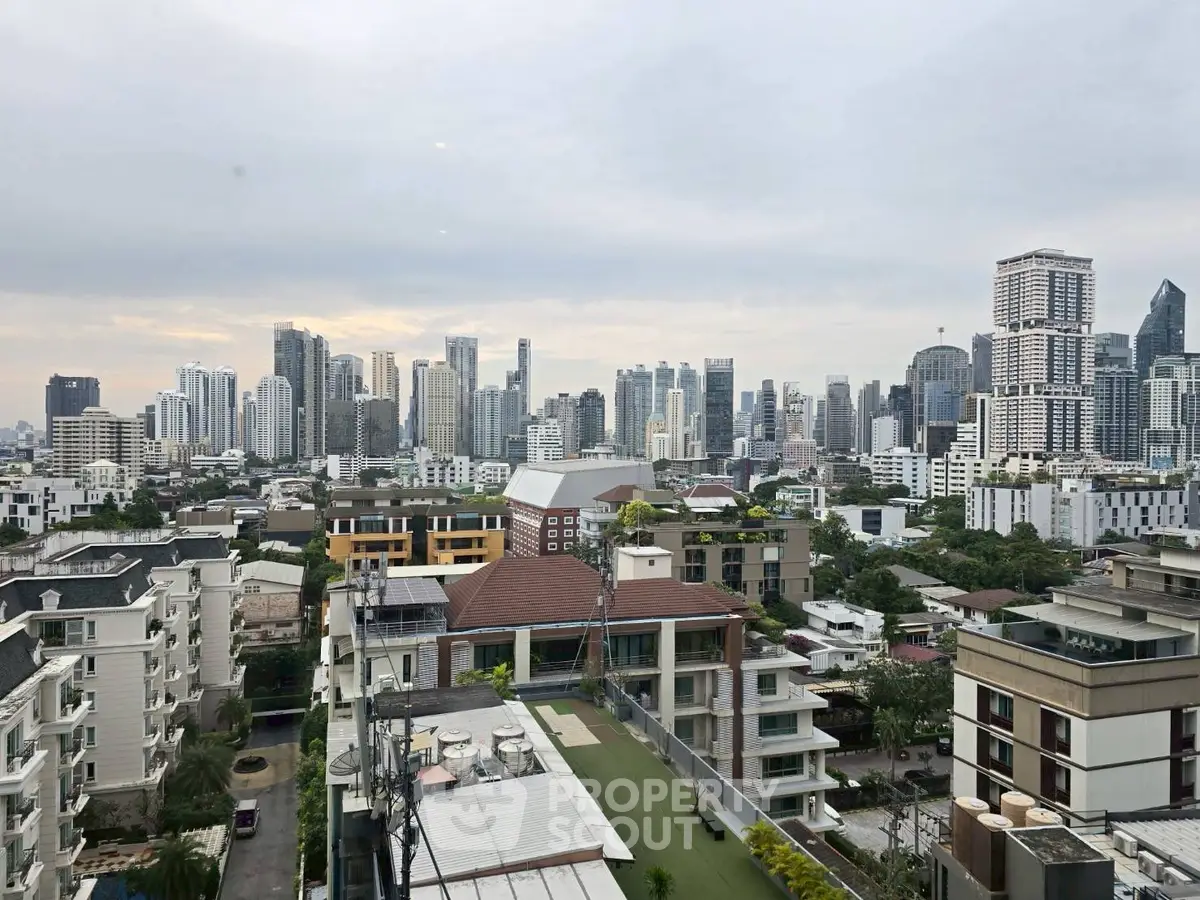 Stunning cityscape view from high-rise building showcasing urban skyline and modern architecture.