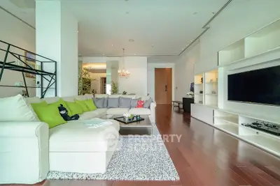 Spacious modern living room with stylish decor and large sectional sofa