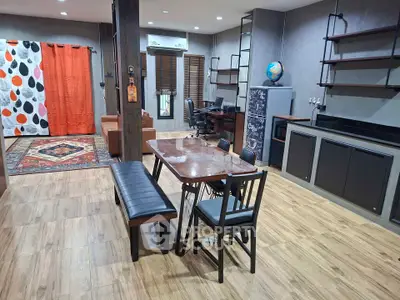 Spacious modern living room with dining area and stylish decor