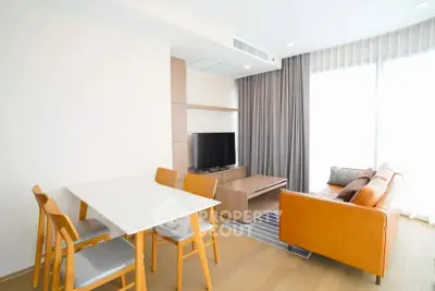 Modern living room with stylish furniture and natural light