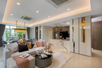 Luxurious modern living room with elegant decor and open layout