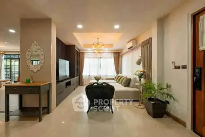 Elegant living room with modern decor and natural light