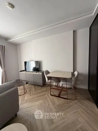 Modern living room with stylish furniture and natural light