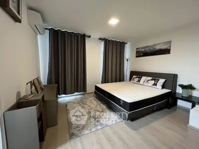 Modern bedroom with stylish decor and cozy ambiance