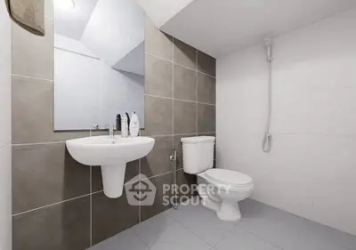 Modern bathroom with sleek fixtures and minimalist design