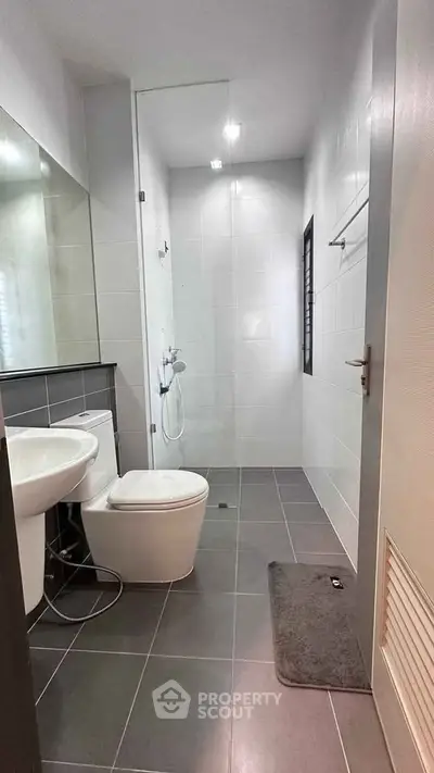 Modern bathroom with sleek design and walk-in shower