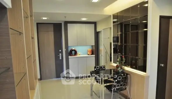 Modern apartment hallway with sleek design and stylish decor