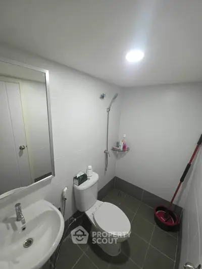 Modern bathroom with sleek fixtures and minimalist design