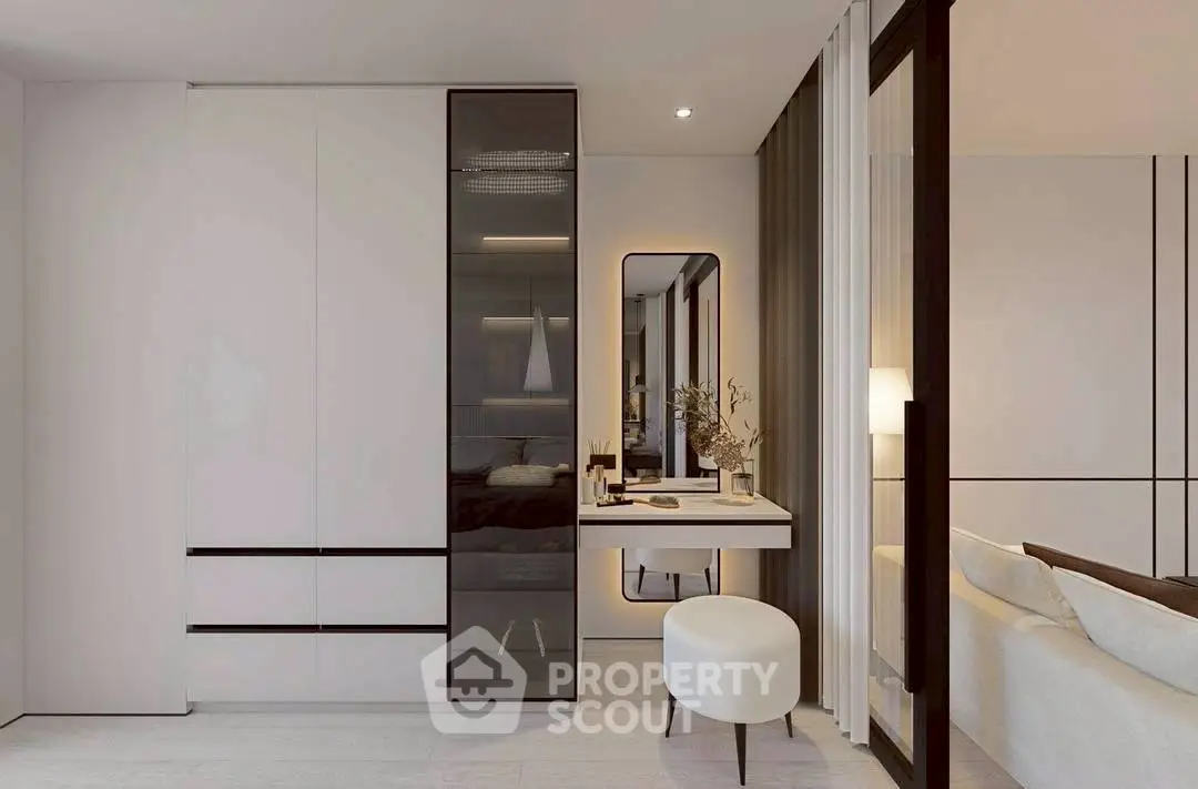 Modern bedroom with sleek design and stylish furniture