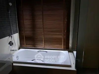 Luxurious bathroom with elegant bathtub and modern fixtures