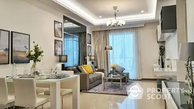 Luxurious modern living room with elegant decor and spacious dining area