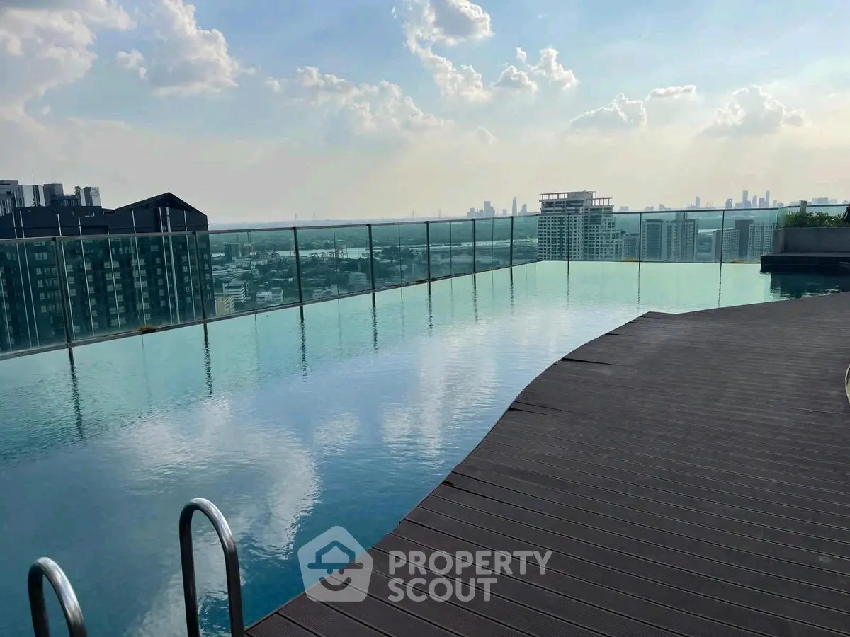 Stunning rooftop infinity pool with panoramic city skyline views