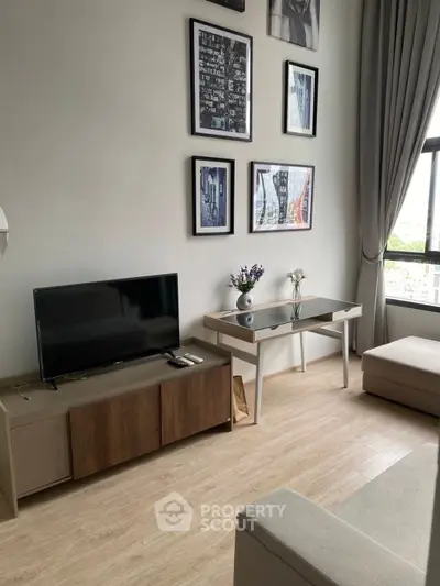 Modern living room with stylish decor and natural light