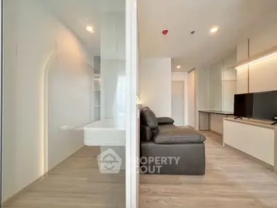 Modern living room with sleek design and comfortable seating