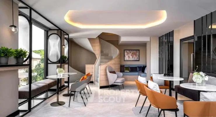 Luxurious modern living room with elegant decor and ample natural light