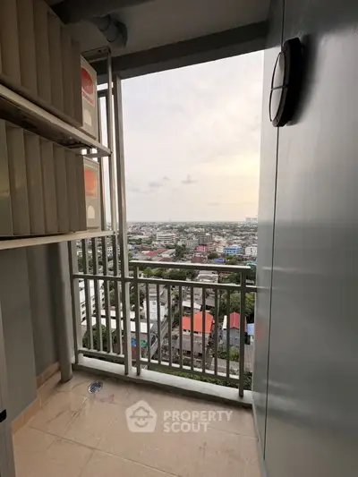 High-rise balcony with stunning cityscape view, perfect for urban living enthusiasts.