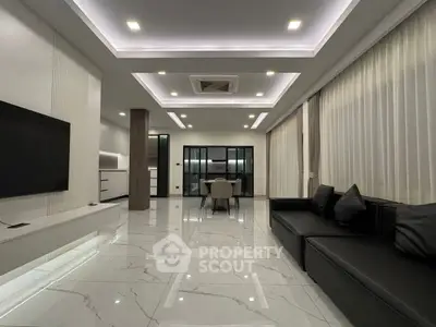 Luxurious modern living room with sleek design and spacious layout