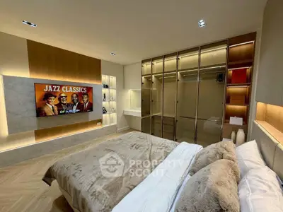 Luxurious bedroom with modern design and spacious walk-in closet