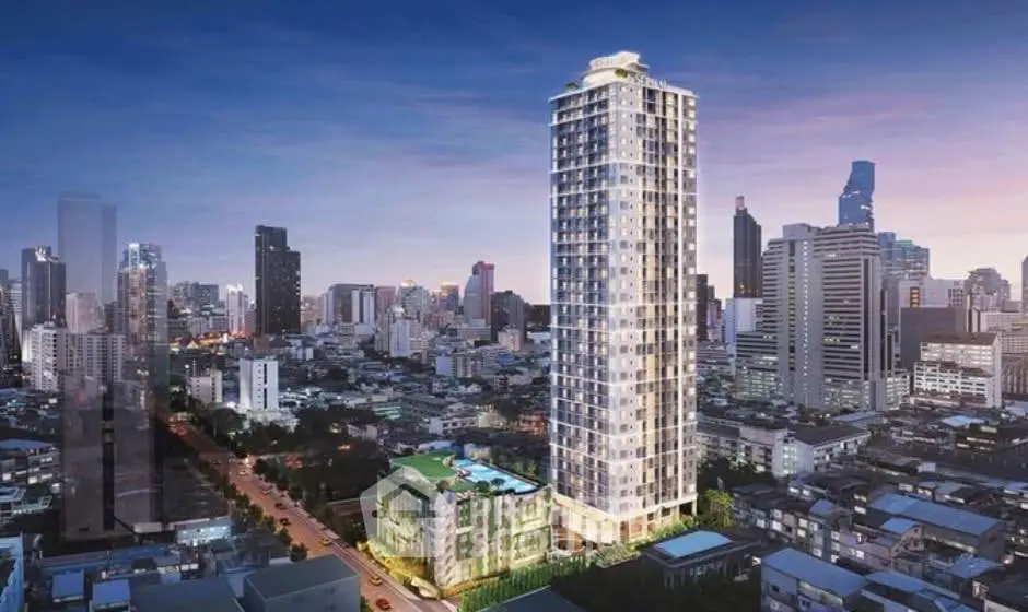 Stunning high-rise building with panoramic city views at dusk, perfect for urban living.