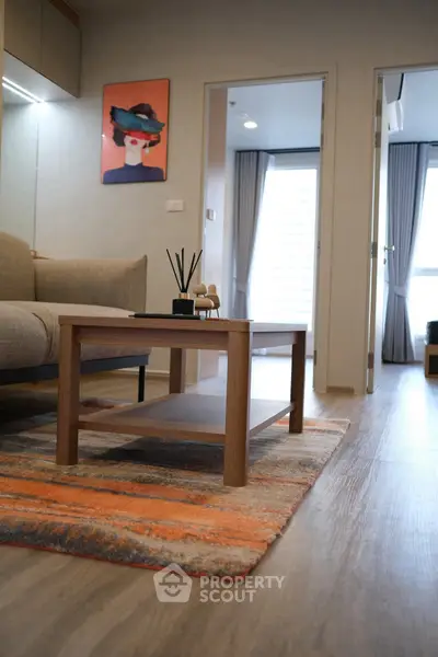 Modern living room with stylish decor and cozy ambiance