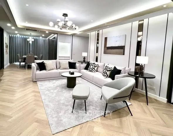 Elegant modern living room with stylish decor and spacious layout