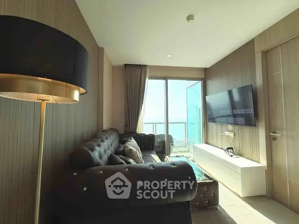 Luxurious living room with stunning sea view and modern decor