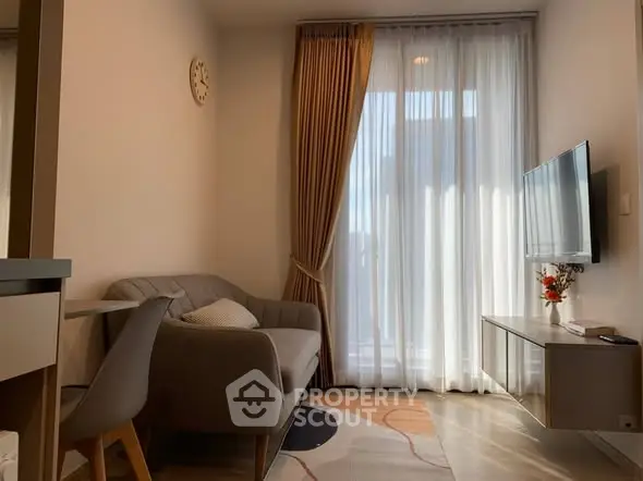 Cozy living room with modern decor and natural light