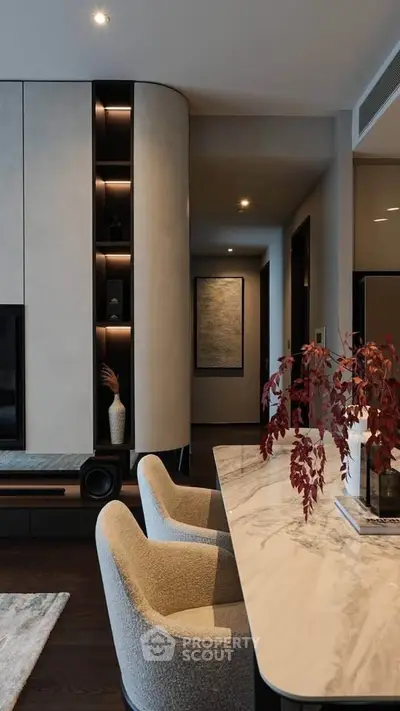 Elegant modern living room with stylish decor and cozy seating area