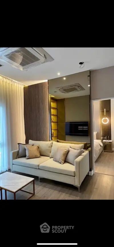 Modern living room with elegant decor and cozy ambiance